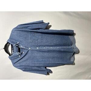 VTG Blue Denim Short Sleeve Button Up Top Mens XL John Ashford Classic Retro SEE